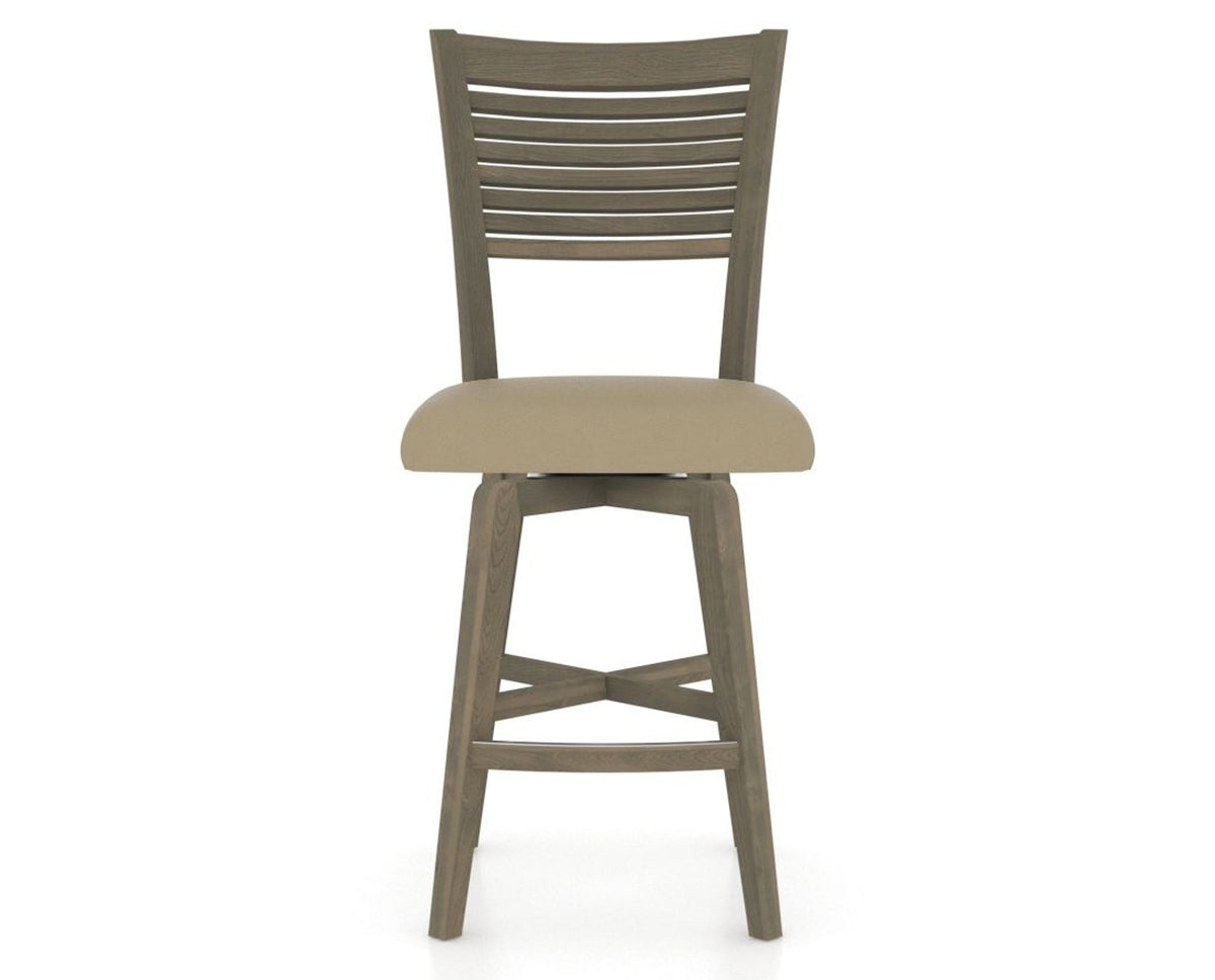 Canadel Swivel Counter Stool 7229 in XY Faux Leather and 08 Shadow, front view