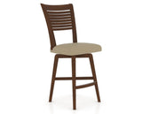 Canadel Swivel Counter Stool 7229 in XY Faux Leather and 19 Cognac Washed, three-quarter view
