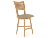 Canadel Swivel Counter Stool 7229 in XY Faux Leather and 20 Caramel Washed, three-quarter view