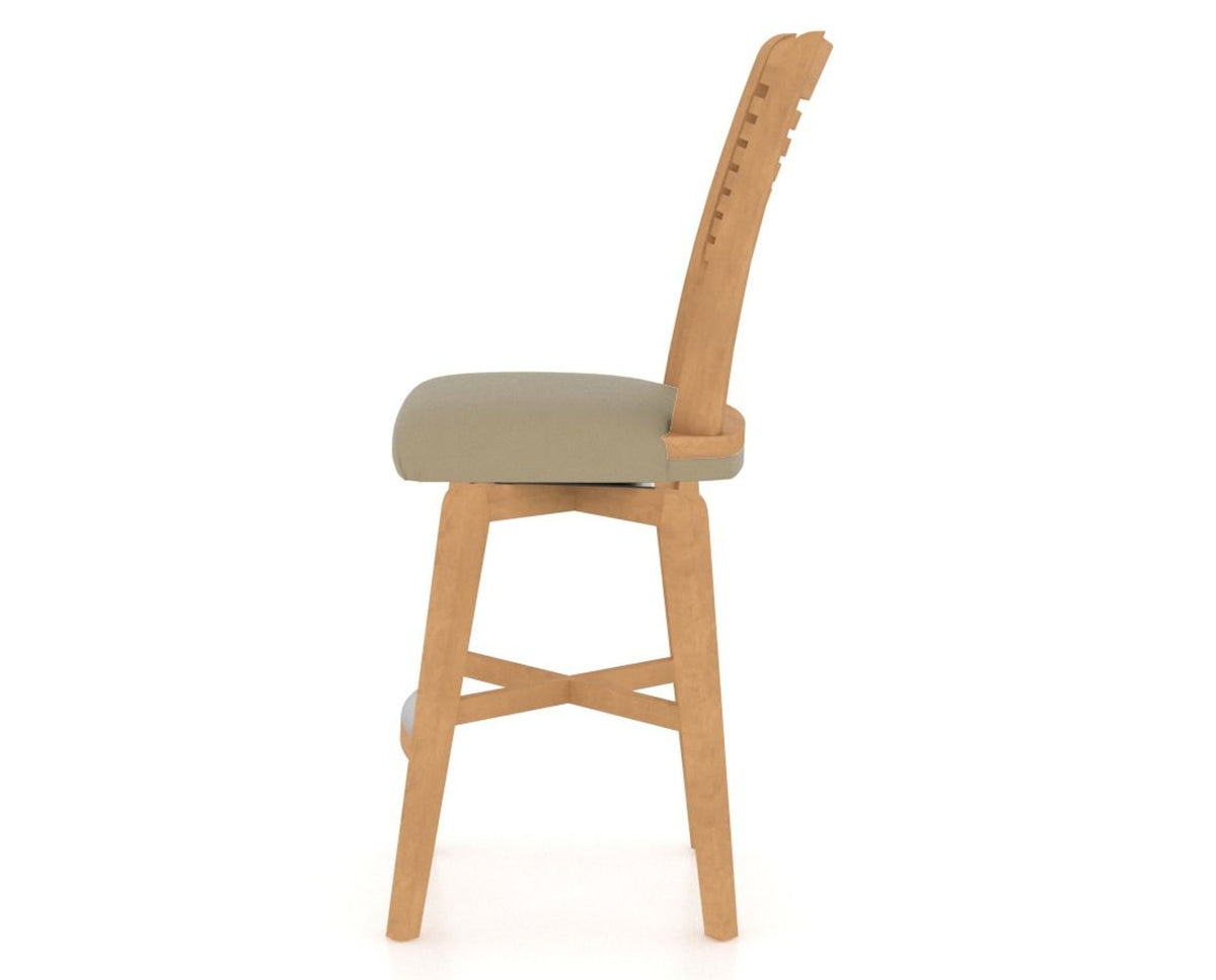 Canadel Swivel Counter Stool 7229 in XY Faux Leather and 20 Caramel Washed, side view