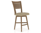 Canadel Swivel Counter Stool 7229 in XY Faux Leather and 25 Pecan Washed, three-quarter view