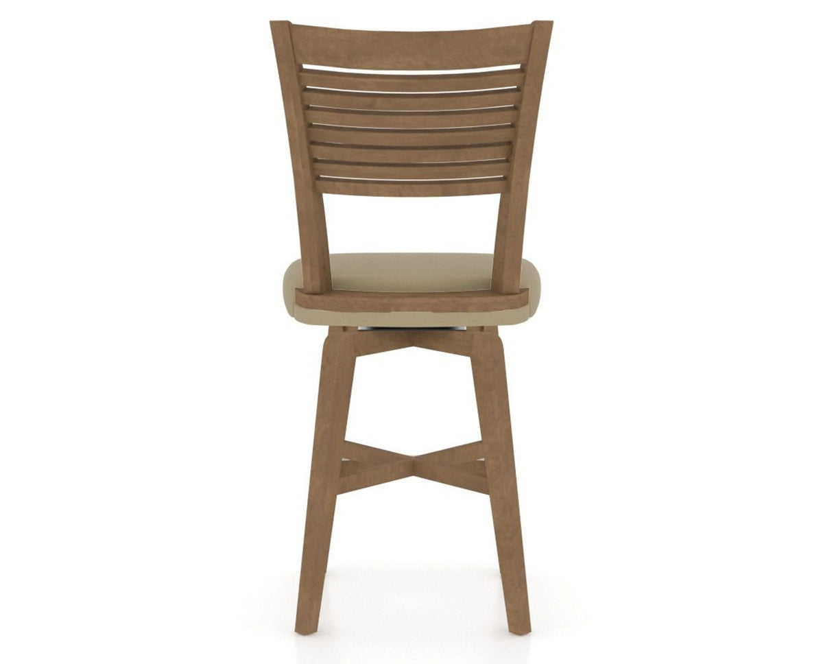 Canadel Swivel Counter Stool 7229 in XY Faux Leather and 25 Pecan Washed, back view
