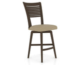 Canadel Swivel Counter Stool 7229 in XY Faux Leather and 29 Hazelnut Washed, three-quarter view