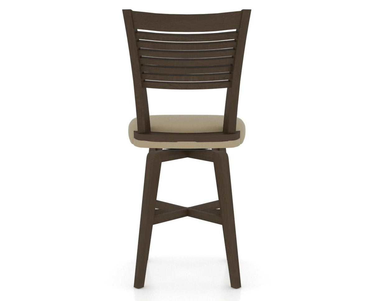Canadel Swivel Counter Stool 7229 in XY Faux Leather and 29 Hazelnut Washed, back view