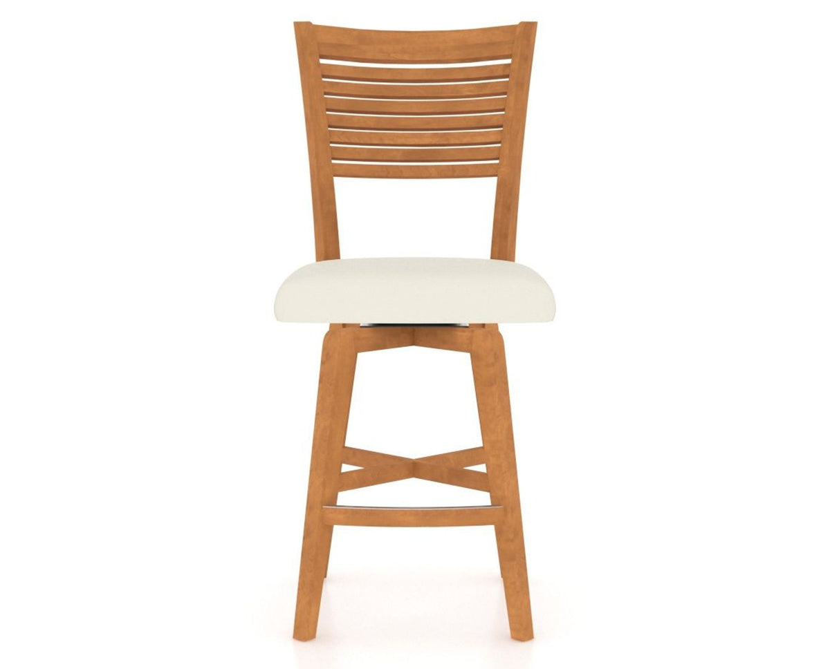 Canadel Swivel Counter Stool 7229 in YJ Faux Leather and 01 Honey Washed, front view