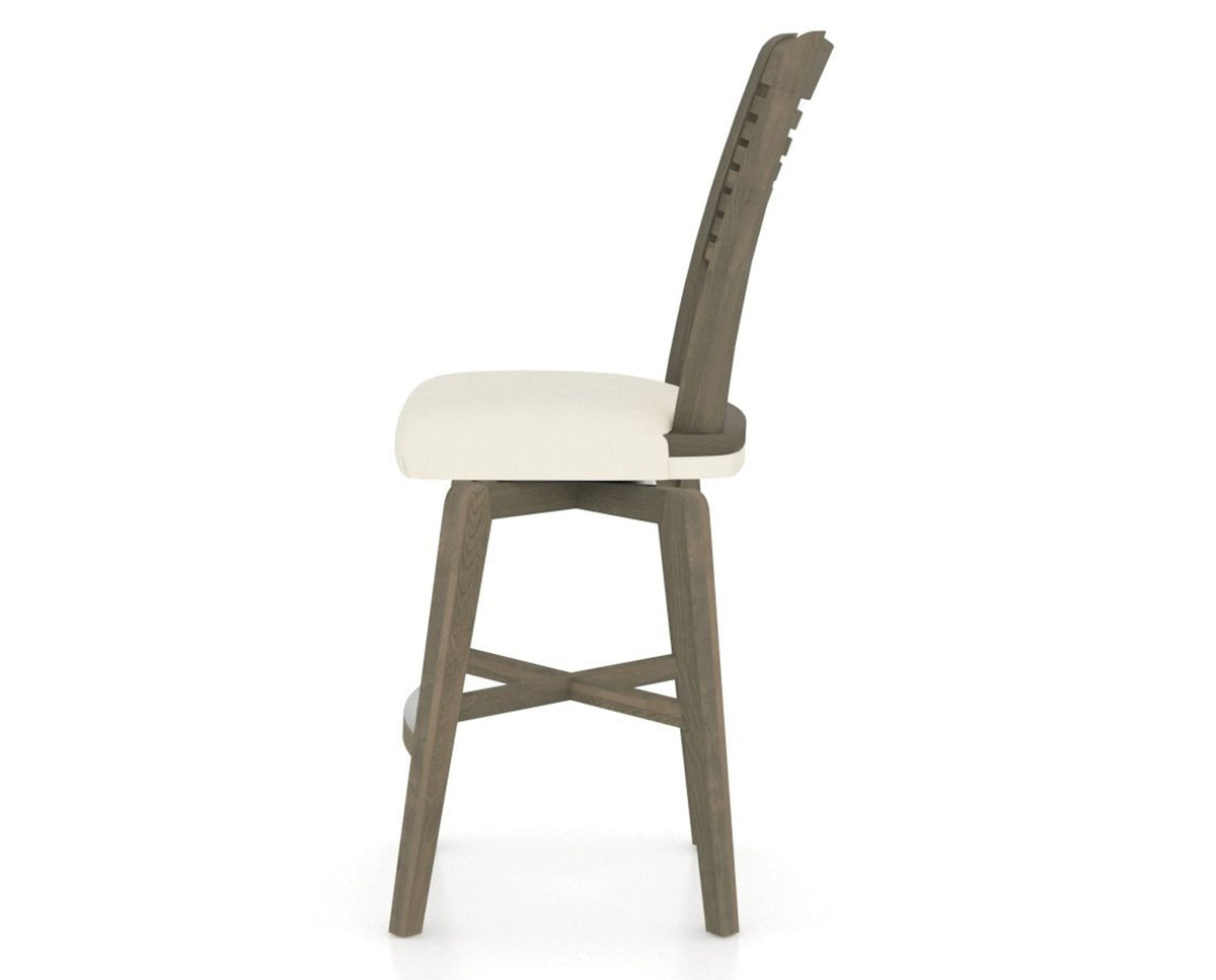 Canadel Swivel Counter Stool 7229 in YJ Faux Leather and 08 Shadow, side view