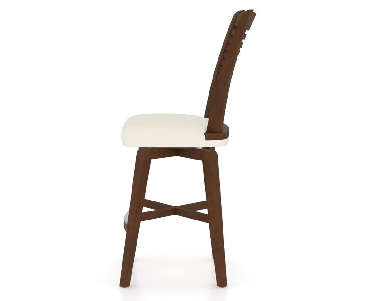 Canadel Swivel Counter Stool 7229 in YJ Faux Leather and 19 Cognac Washed, side view