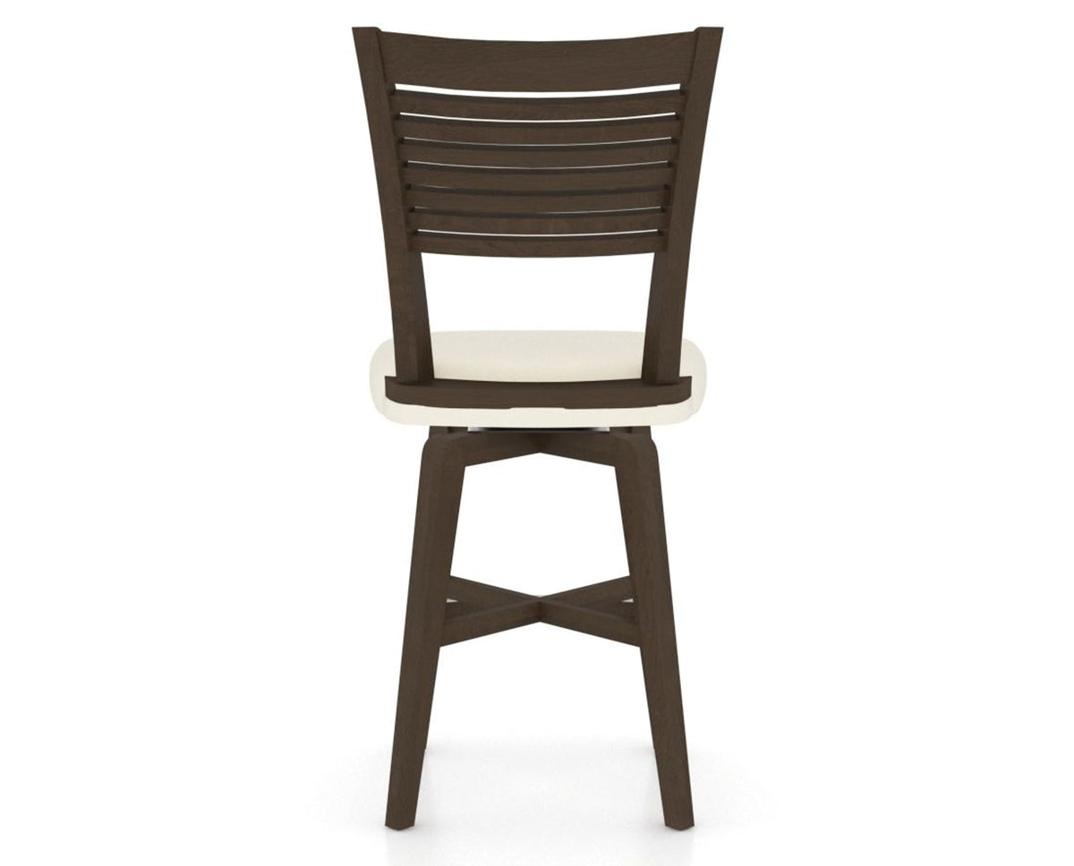 Canadel Swivel Counter Stool 7229 in YJ Faux Leather and 29 Hazelnut Washed, back view