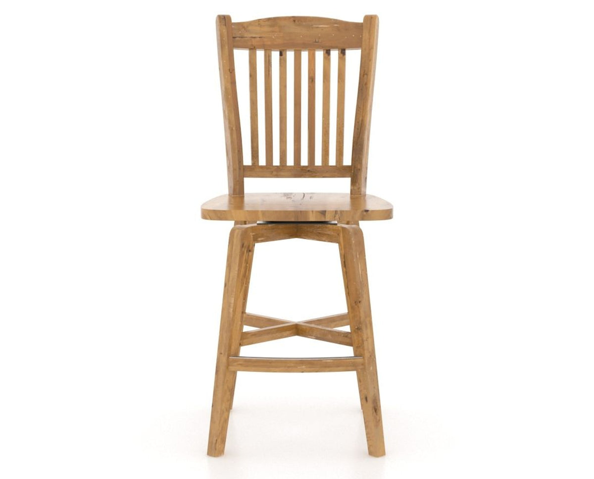 Canadel Champlain Swivel Counter Stool 7232 in Wood Seat and 01 Honey Washed, front view