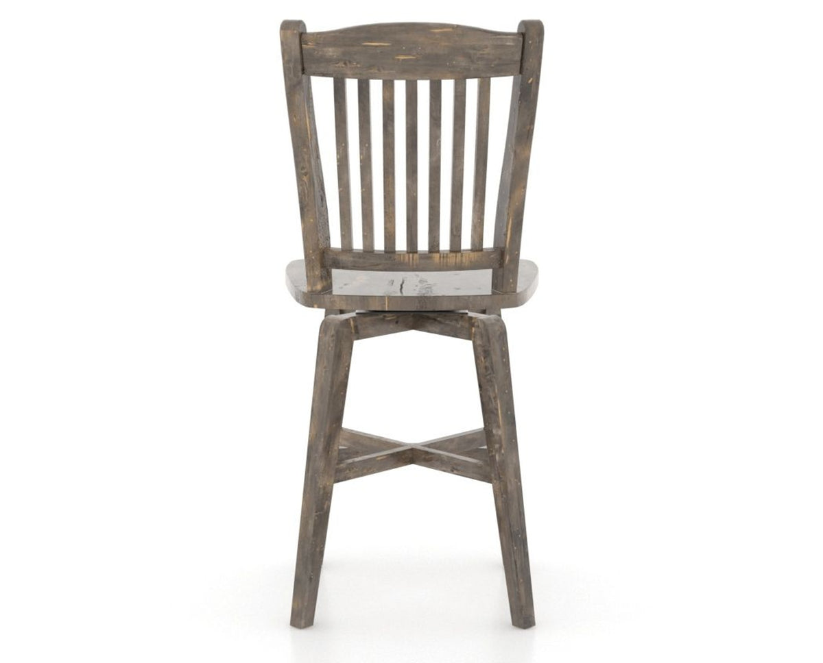 Canadel Champlain Swivel Counter Stool 7232 in Wood Seat and 08 Shadow, back view