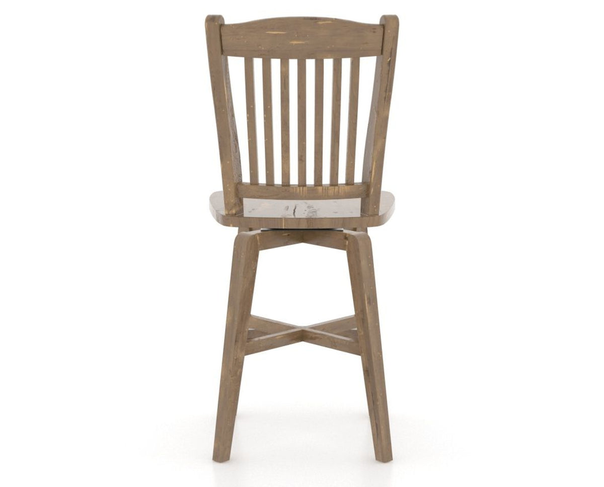 Canadel Champlain Swivel Counter Stool 7232 in Wood Seat and 25 Pecan Washed, back view