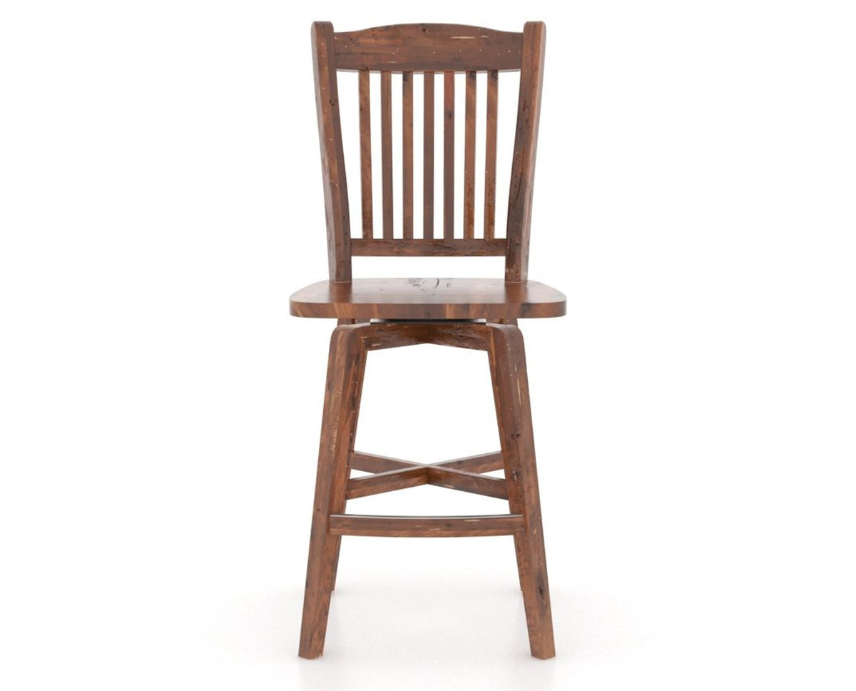 Canadel Champlain Swivel Counter Stool 7232 in Wood Seat and 33 Spice Washed, front view