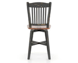 Canadel Champlain Swivel Counter Stool 7232 in Wood Seat and 63 Black / 33 Spice Washed, back view