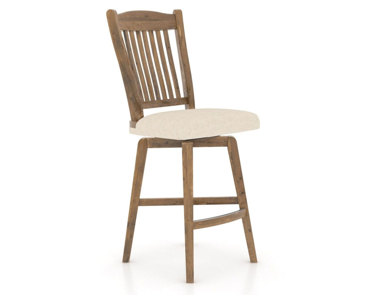 Canadel Champlain Swivel Counter Stool 7232 in 6K Sunbrella® and 03 Oak Washed, three-quarter view