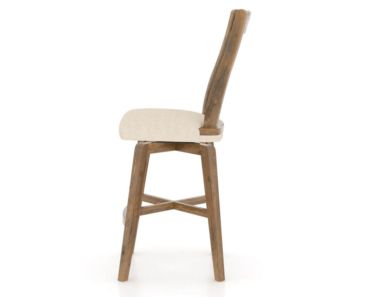 Canadel Champlain Swivel Counter Stool 7232 in 6K Sunbrella® and 03 Oak Washed, side view