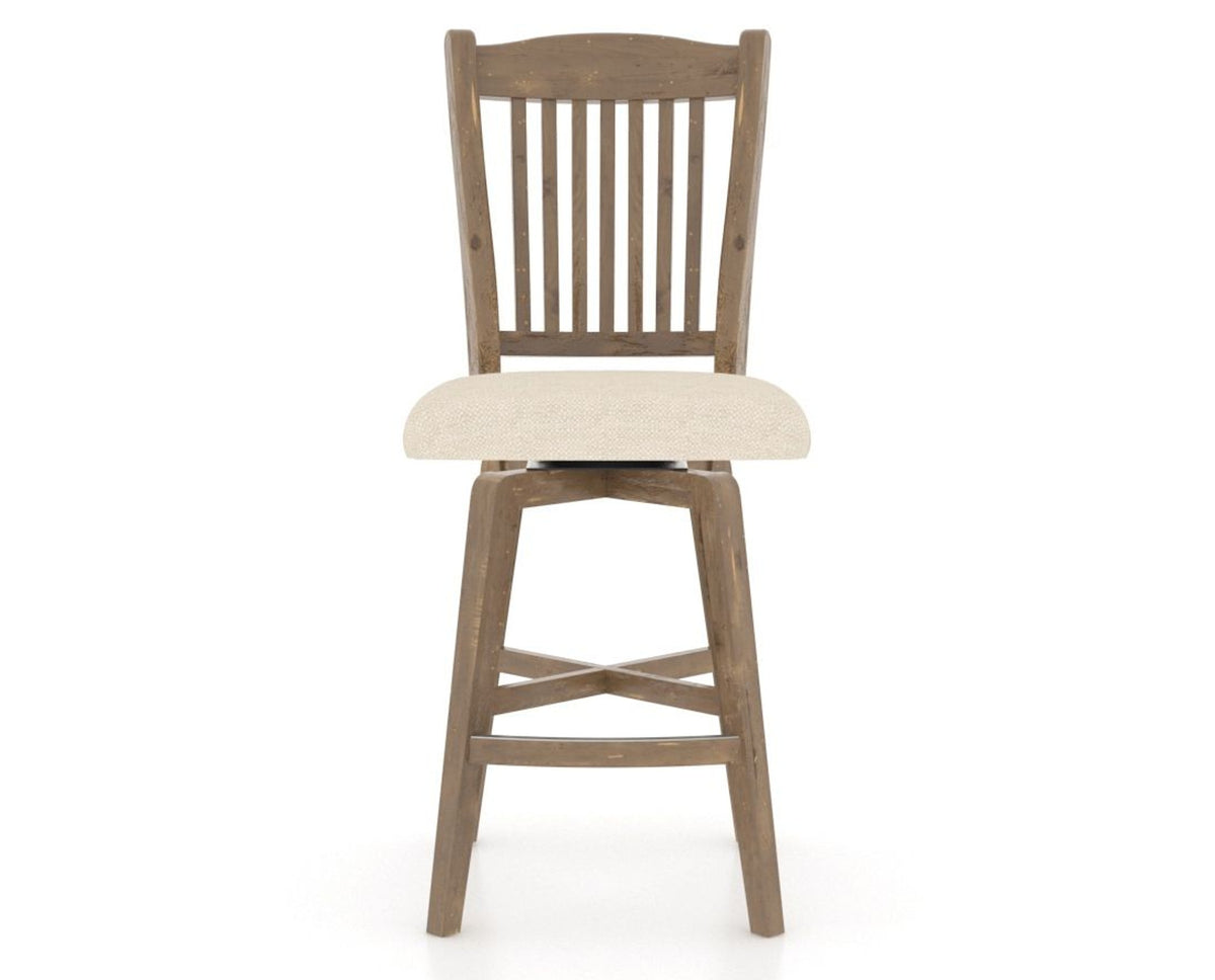 Canadel Champlain Swivel Counter Stool 7232 in 6K Sunbrella® and 25 Pecan Washed, front view
