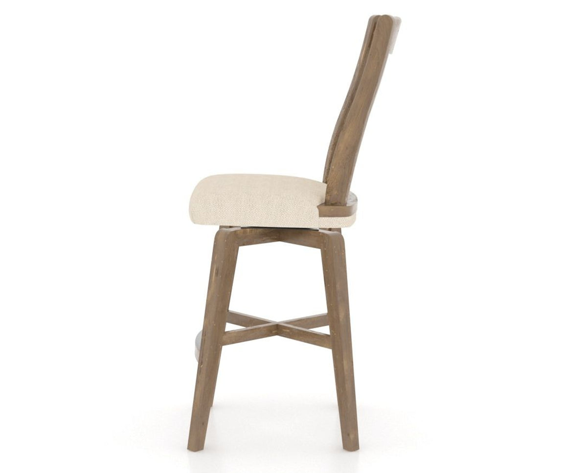 Canadel Champlain Swivel Counter Stool 7232 in 6K Sunbrella® and 25 Pecan Washed, side view
