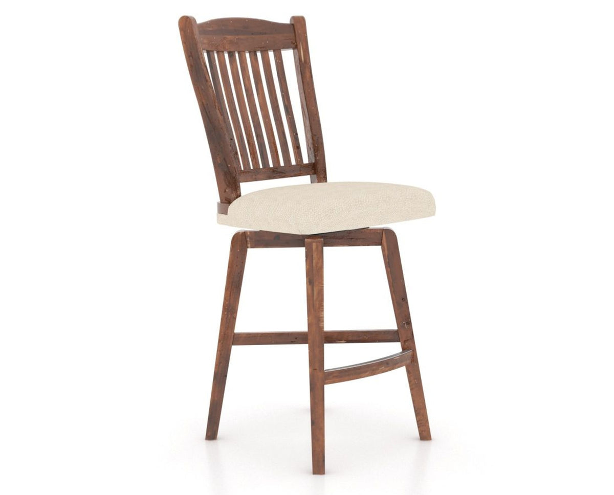 Canadel Champlain Swivel Counter Stool 7232 in 6K Sunbrella® and 33 Spice Washed, three-quarter view