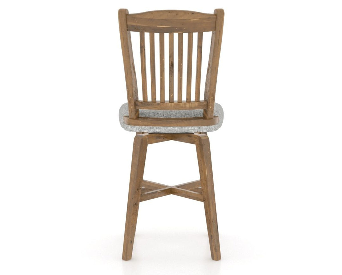 Canadel Champlain Swivel Counter Stool 7232 in 7C Fabric and 03 Oak Washed, back view