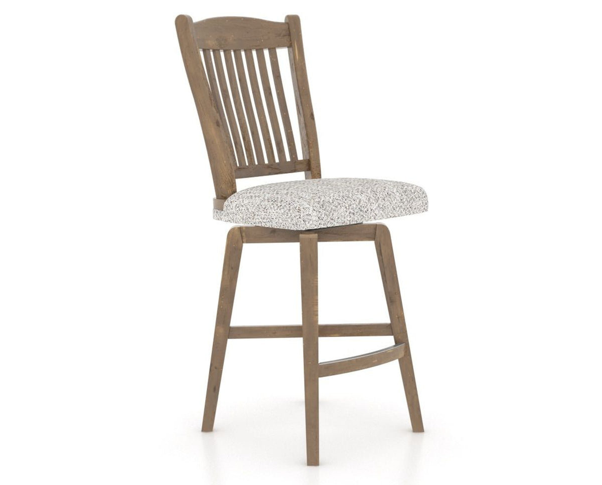 Canadel Champlain Swivel Counter Stool 7232 in FP Crypton® and 25 Pecan Washed, three-quarter view