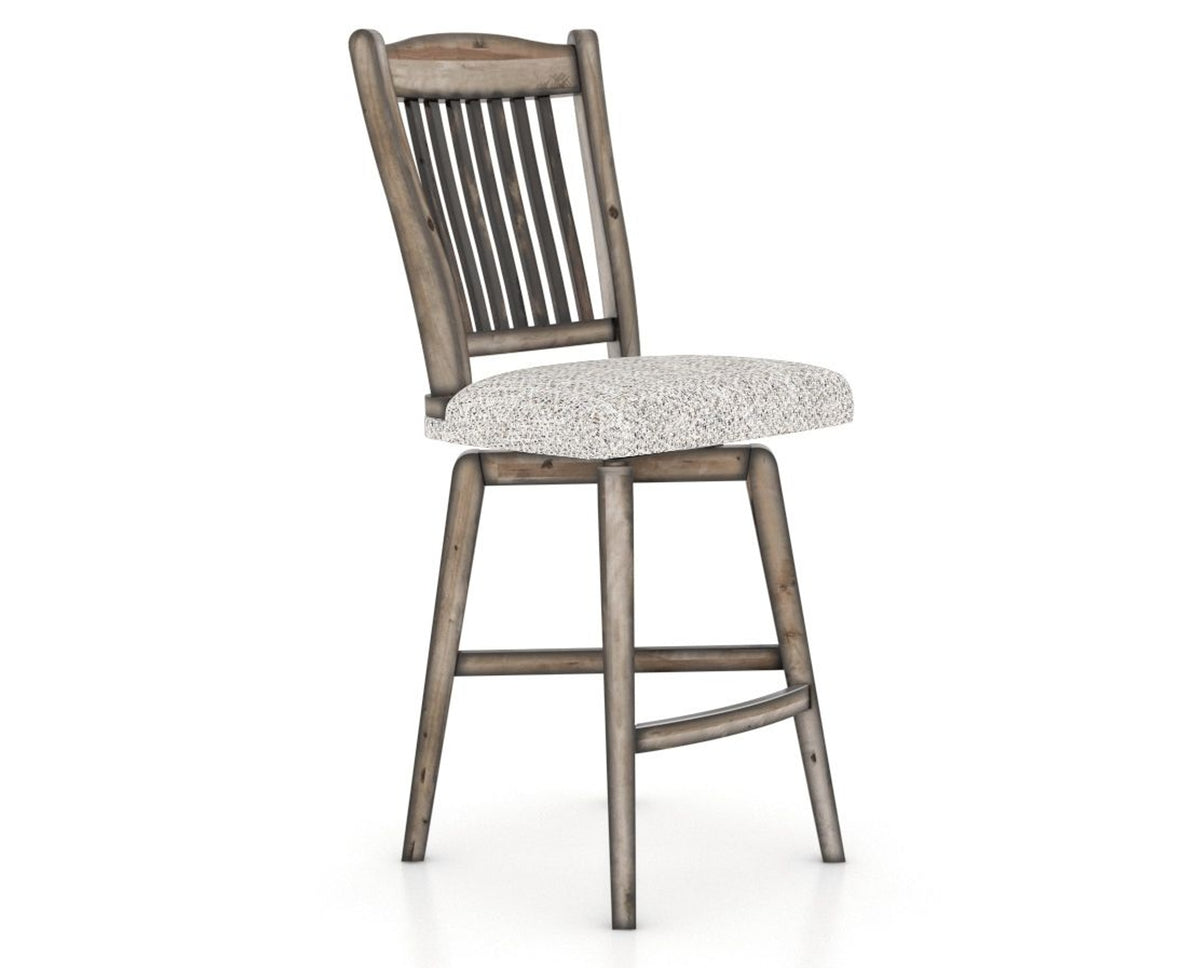 Canadel Champlain Swivel Counter Stool 7232 in FP Crypton® and 72 Heritage Nature, three-quarter view