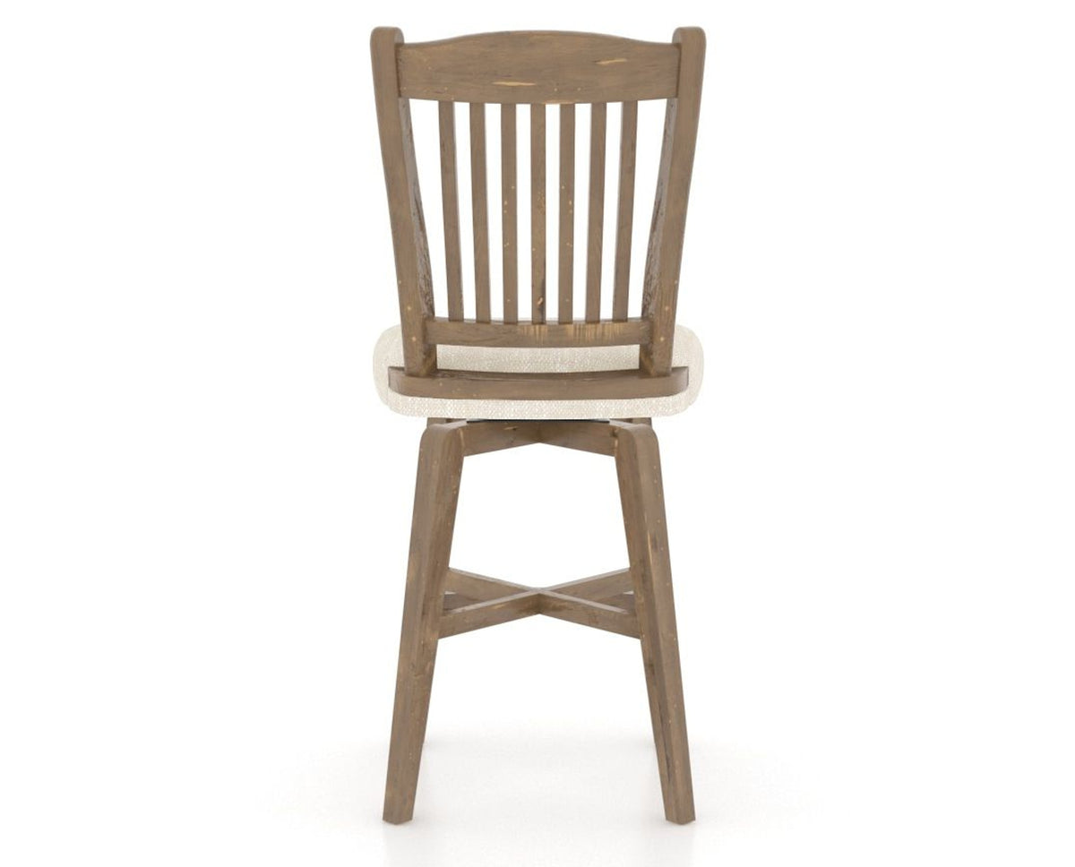 Canadel Champlain Swivel Counter Stool 7232 in FT InsideOut® and 25 Pecan Washed, back view