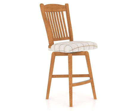 Canadel Swivel Counter Stool 7232 in OZ Fabric and 01 Honey Washed, three-quarter view