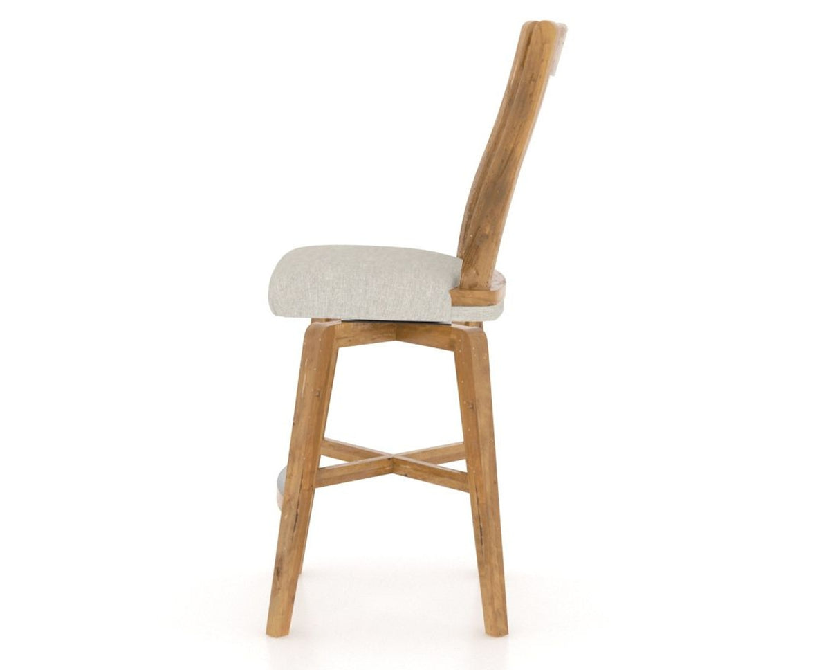 Canadel Champlain Swivel Counter Stool 7232 in TB Fabric and 01 Honey Washed, side view