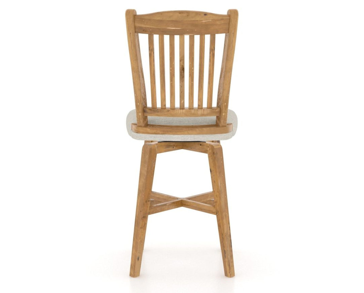 Canadel Champlain Swivel Counter Stool 7232 in TB Fabric and 01 Honey Washed, back view