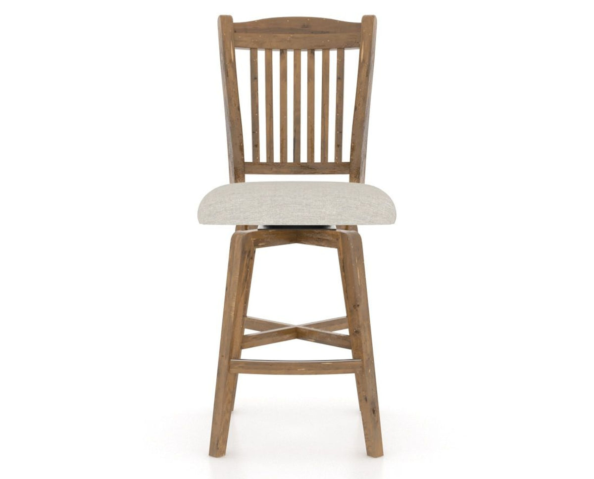 Canadel Champlain Swivel Counter Stool 7232 in TB Fabric and 03 Oak Washed, front view