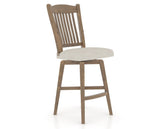 Canadel Champlain Swivel Counter Stool 7232 in TB Fabric and 25 Pecan Washed, three-quarter view