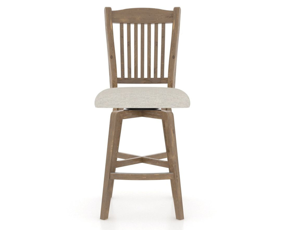 Canadel Champlain Swivel Counter Stool 7232 in TB Fabric and 25 Pecan Washed, front view