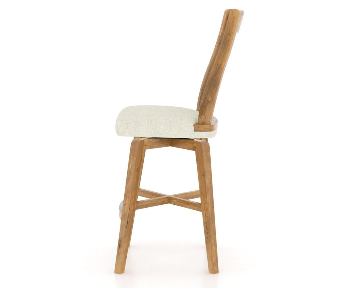 Canadel Champlain Swivel Counter Stool 7232 in TW Fabric and 01 Honey Washed, side view