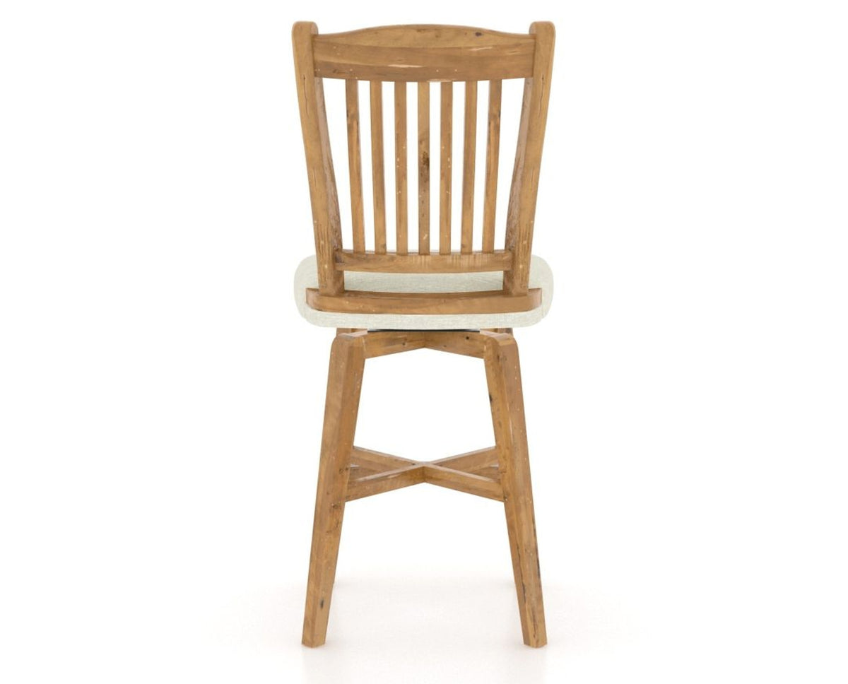 Canadel Champlain Swivel Counter Stool 7232 in TW Fabric and 01 Honey Washed, back view