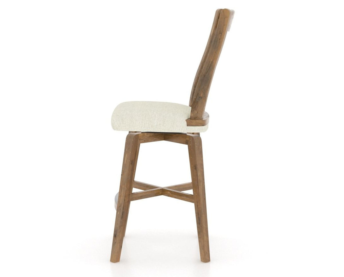 Canadel Champlain Swivel Counter Stool 7232 in Oak Washed and Fabric TW, side view