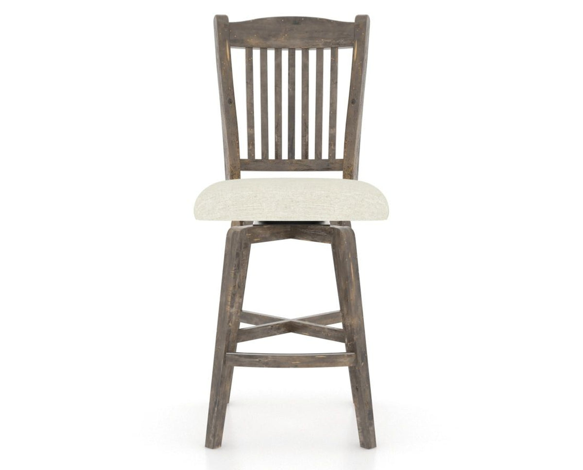 Canadel Champlain Swivel Counter Stool 7232 in TW Fabric and 08 Shadow, front view