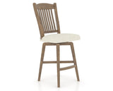 Canadel Champlain Swivel Counter Stool 7232 in TW Fabric and 25 Pecan Washed, three-quarter view
