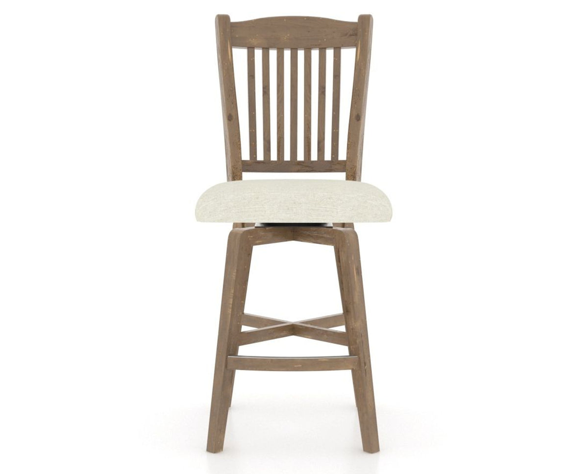 Canadel Champlain Swivel Counter Stool 7232 in TW Fabric and 25 Pecan Washed, front view