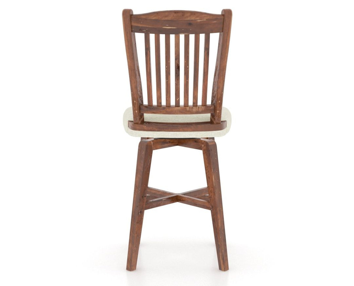 Canadel Champlain Swivel Counter Stool 7232 in TW Fabric and 33 Spice Washed, back view