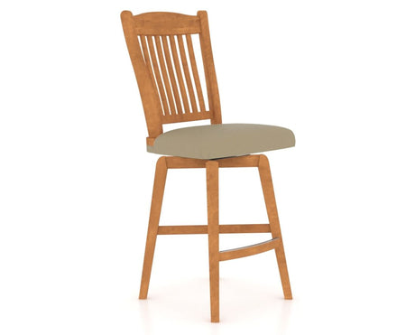 Canadel Swivel Counter Stool 7232 in XY Faux Leather and 01 Honey Washed, three-quarter view