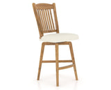 Canadel Champlain Swivel Counter Stool 7232 in YJ Faux Leather and 01 Honey Washed, three-quarter view