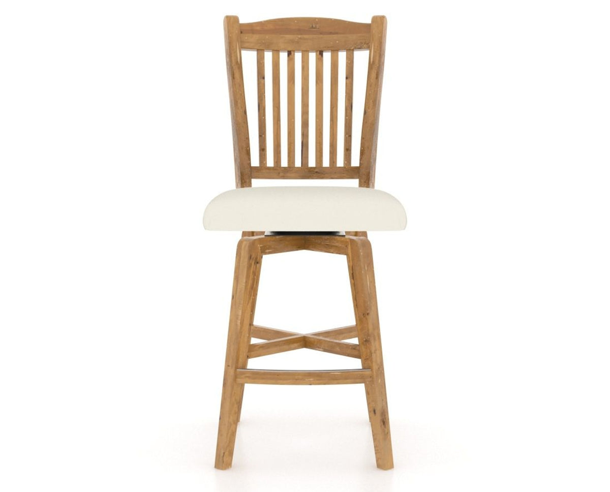 Canadel Champlain Swivel Counter Stool 7232 in YJ Faux Leather and 01 Honey Washed, front view