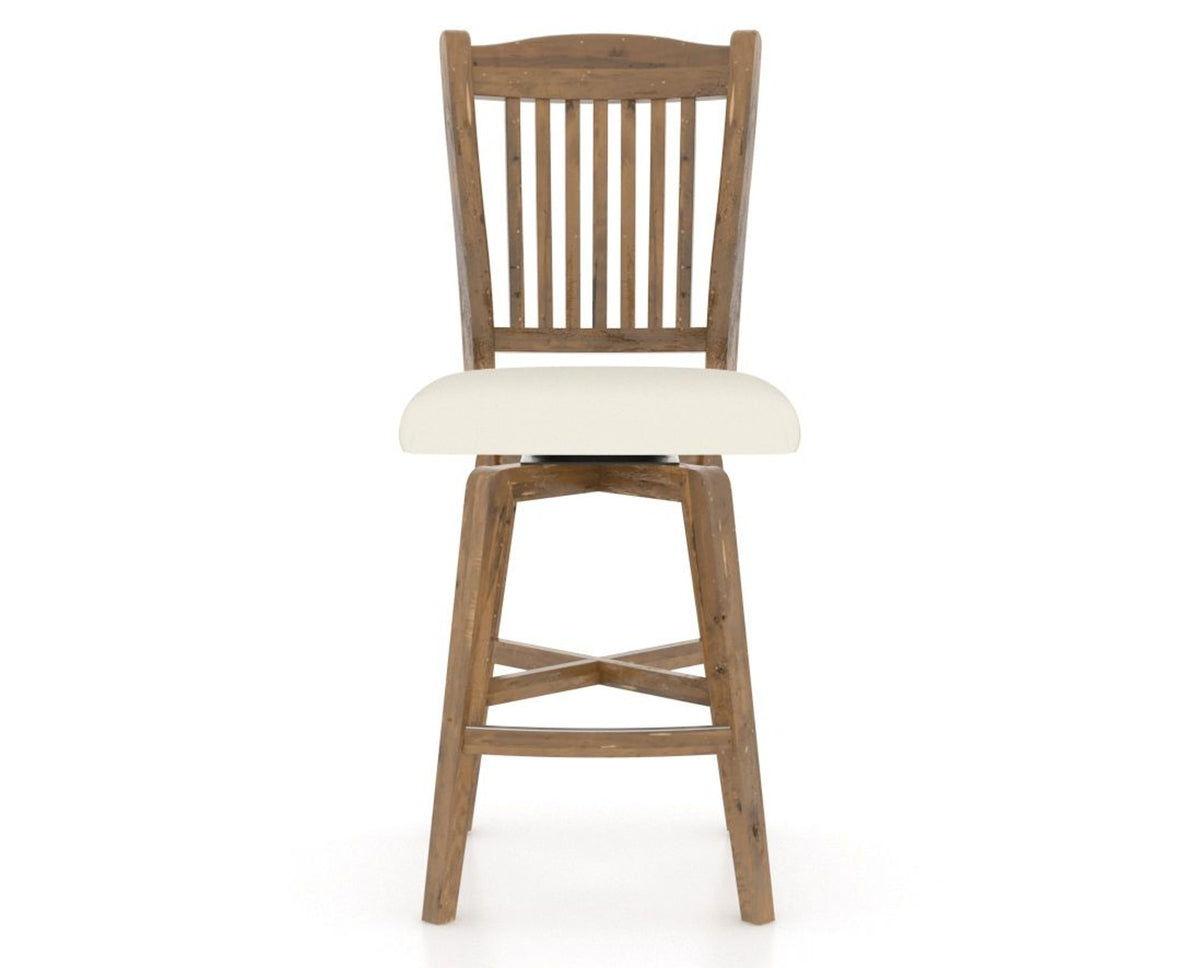Canadel Champlain Swivel Counter Stool 7232 in YJ Faux Leather and 03 Oak Washed, front view