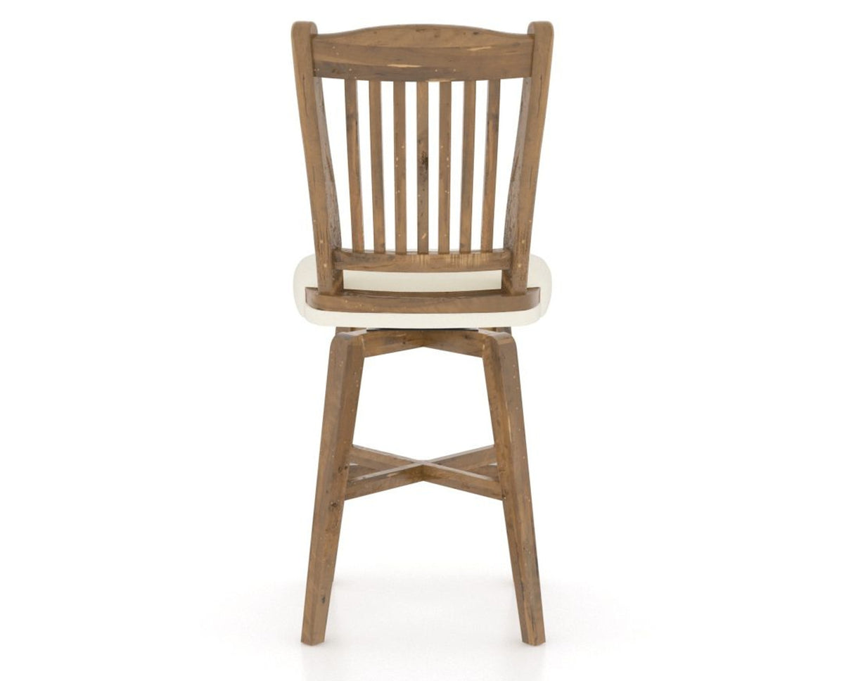 Canadel Champlain Swivel Counter Stool 7232 in YJ Faux Leather and 03 Oak Washed, back view