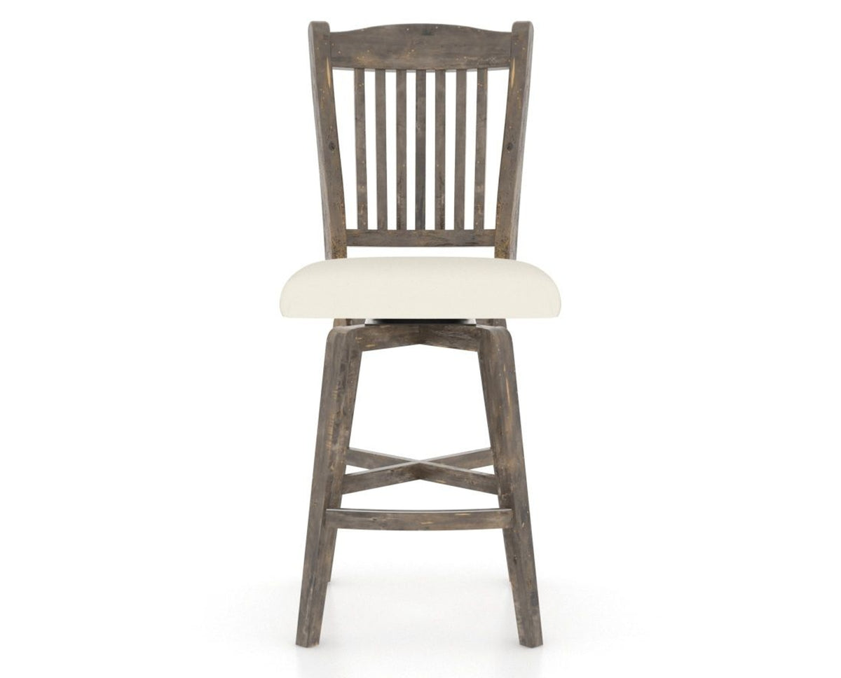 Canadel Champlain Swivel Counter Stool 7232 in YJ Faux Leather and 08 Shadow, front view