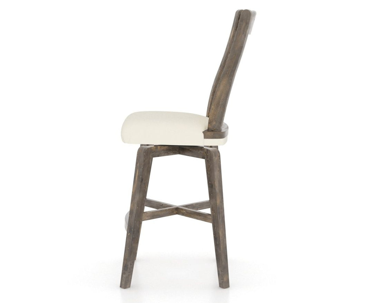 Canadel Champlain Swivel Counter Stool 7232 in YJ Faux Leather and 08 Shadow, side view