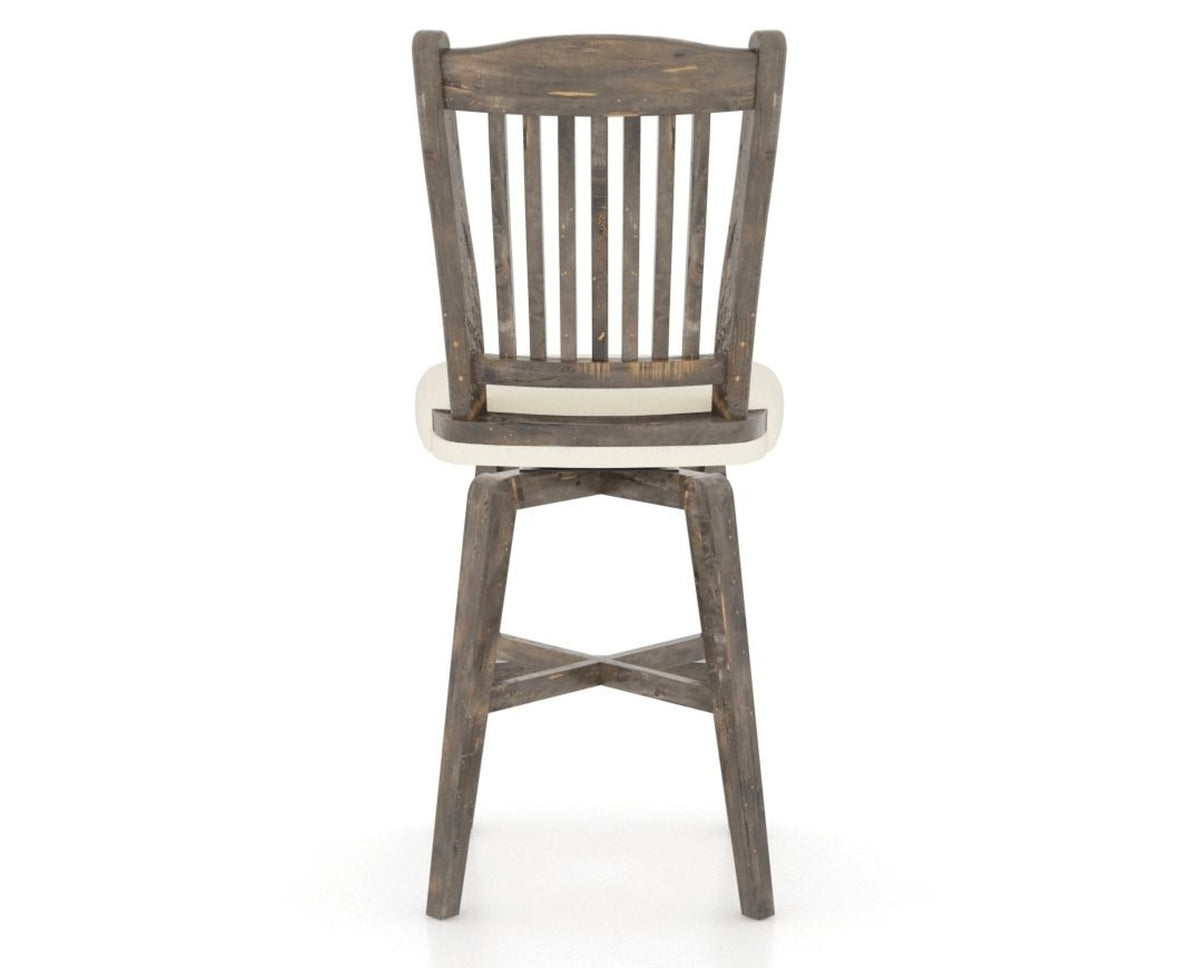 Canadel Champlain Swivel Counter Stool 7232 in YJ Faux Leather and 08 Shadow, back view