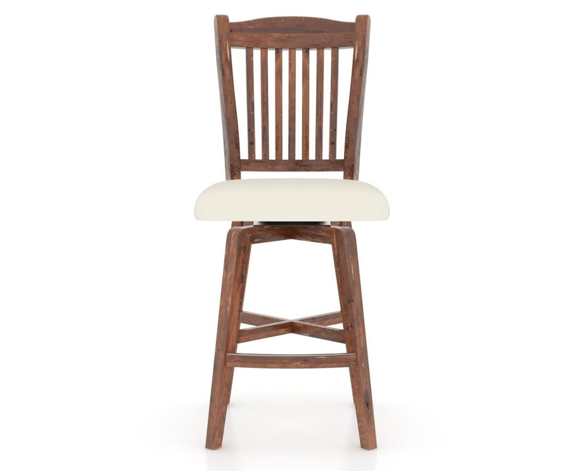 Canadel Champlain Swivel Counter Stool 7232 in YJ Faux Leather and 33 Spice Washed, front view