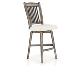 Canadel Champlain Swivel Counter Stool 7232 in YJ Faux Leather and 72 Heritage Nature, three-quarter view