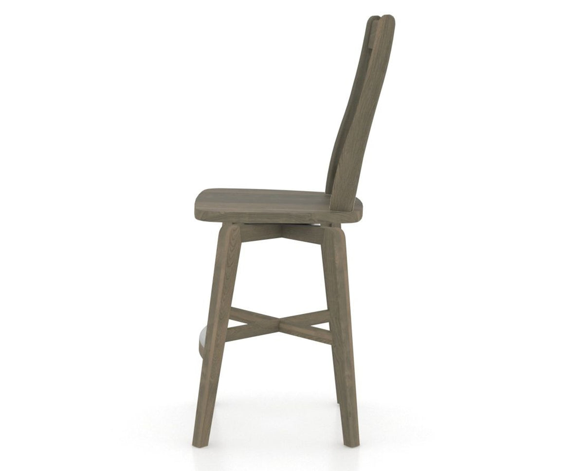 Canadel Swivel Counter Stool 7250 in Wood Seat and 08 Shadow, side view
